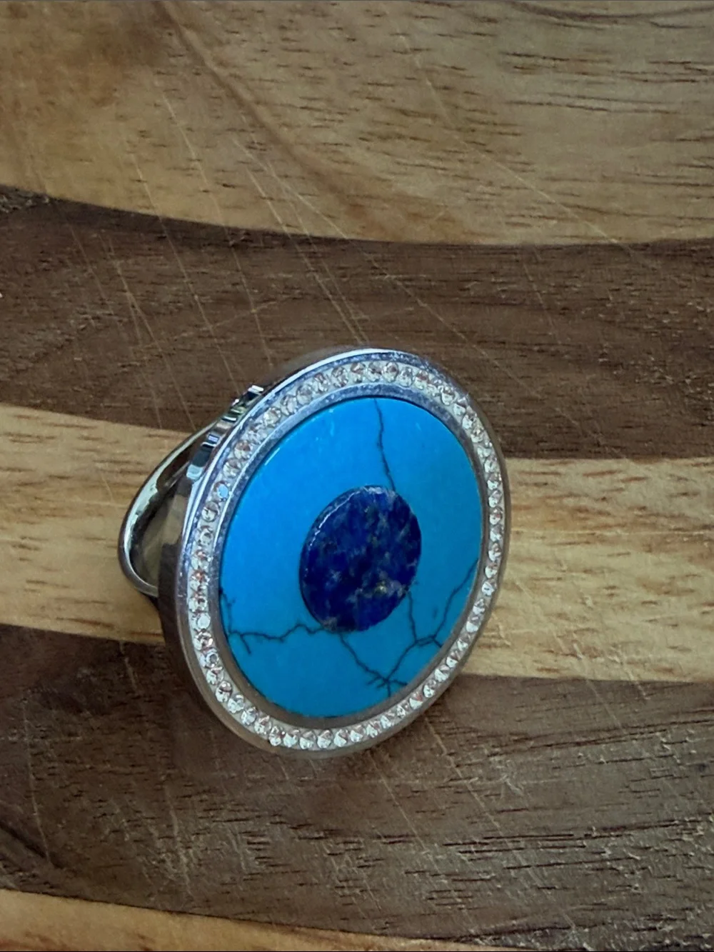 Neiman Marcus Turquoise Blue Round Halo Ring
